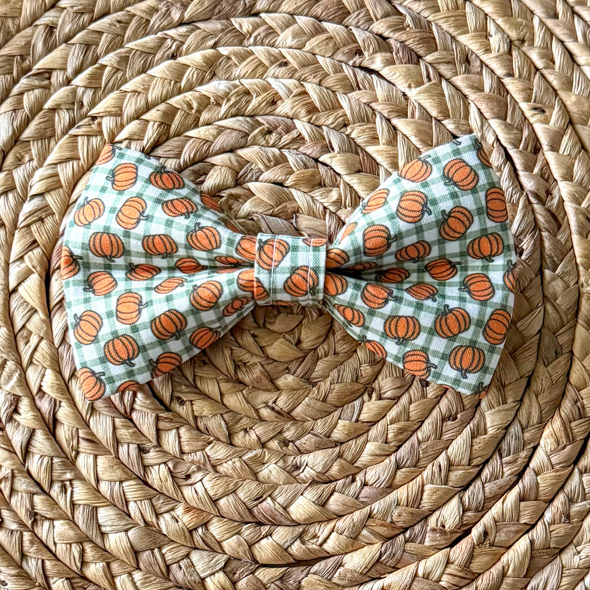 Pumpkin Plaid (Green) Bow Tie