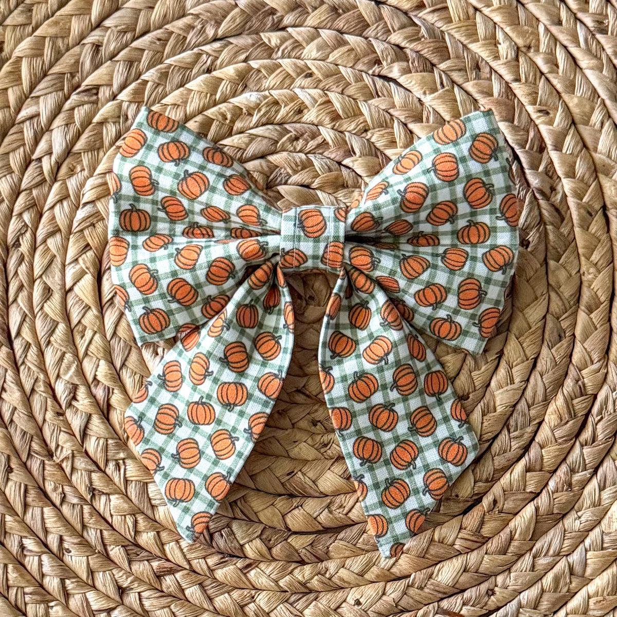 Pumpkin Plaid (Green) Sailor Bow