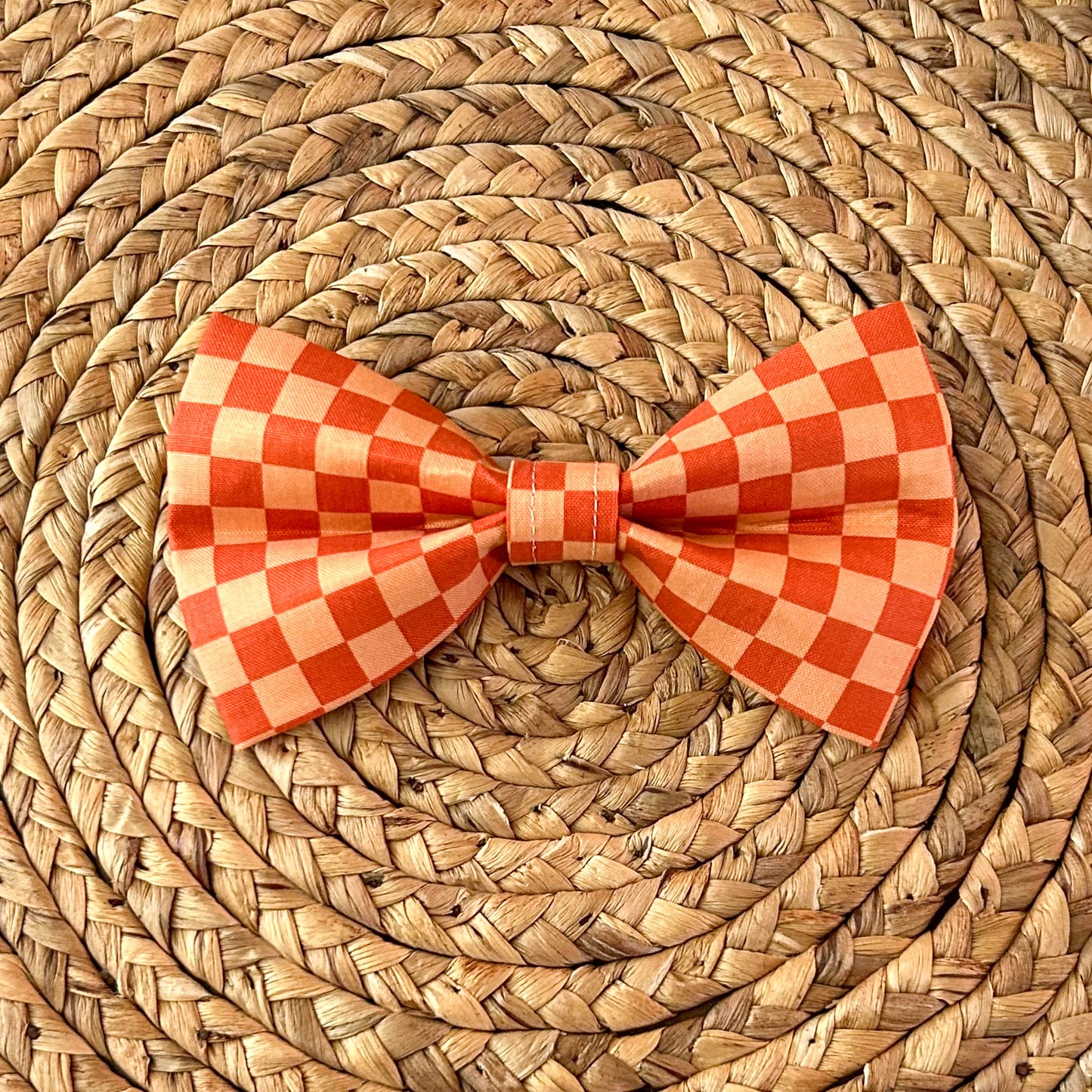 Orange Check Bow Tie