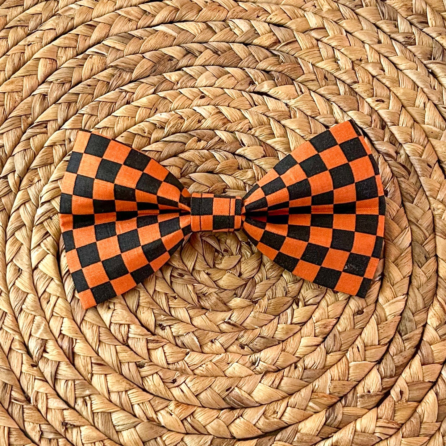 Black and Orange Check Bow Tie