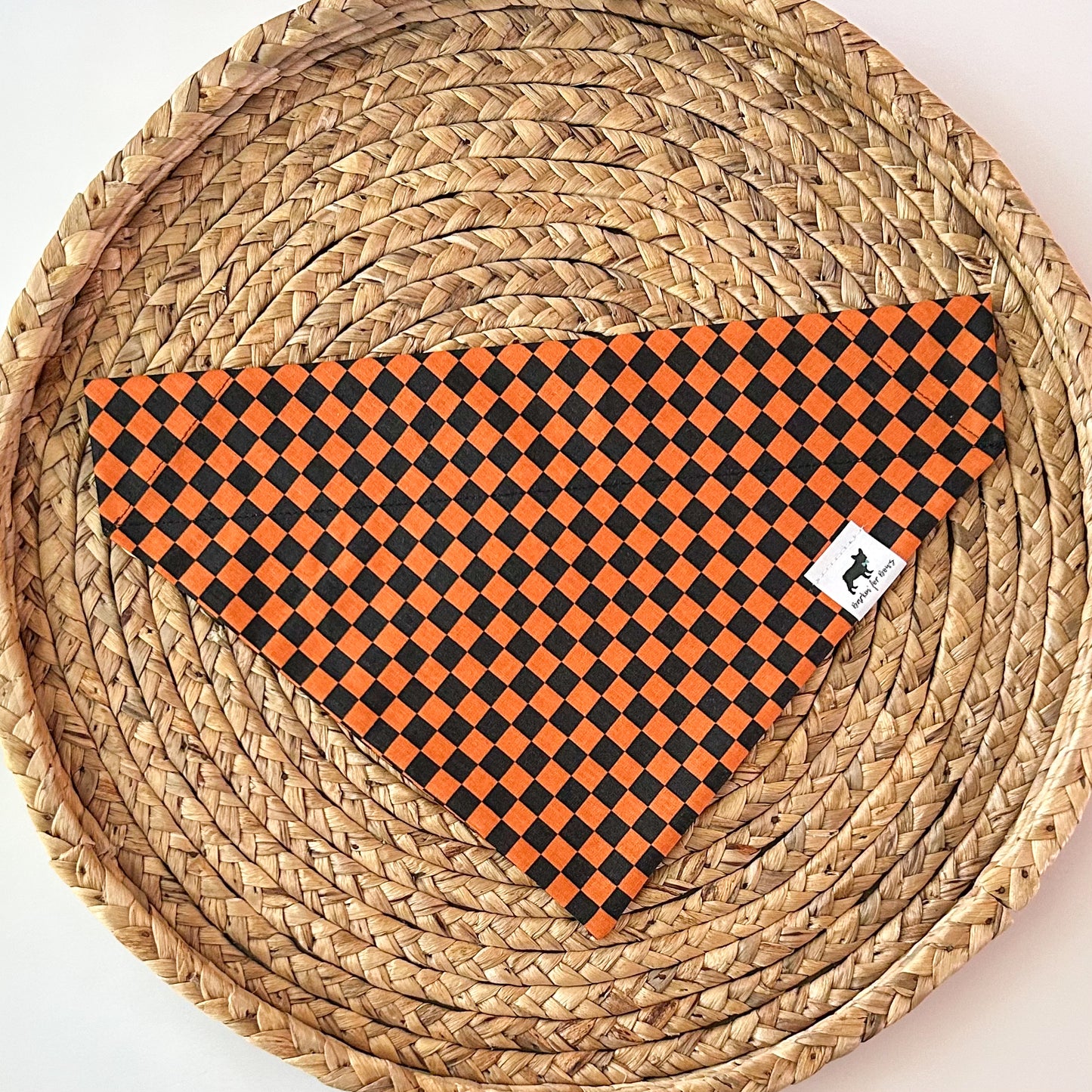 Black and Orange Check Bandana