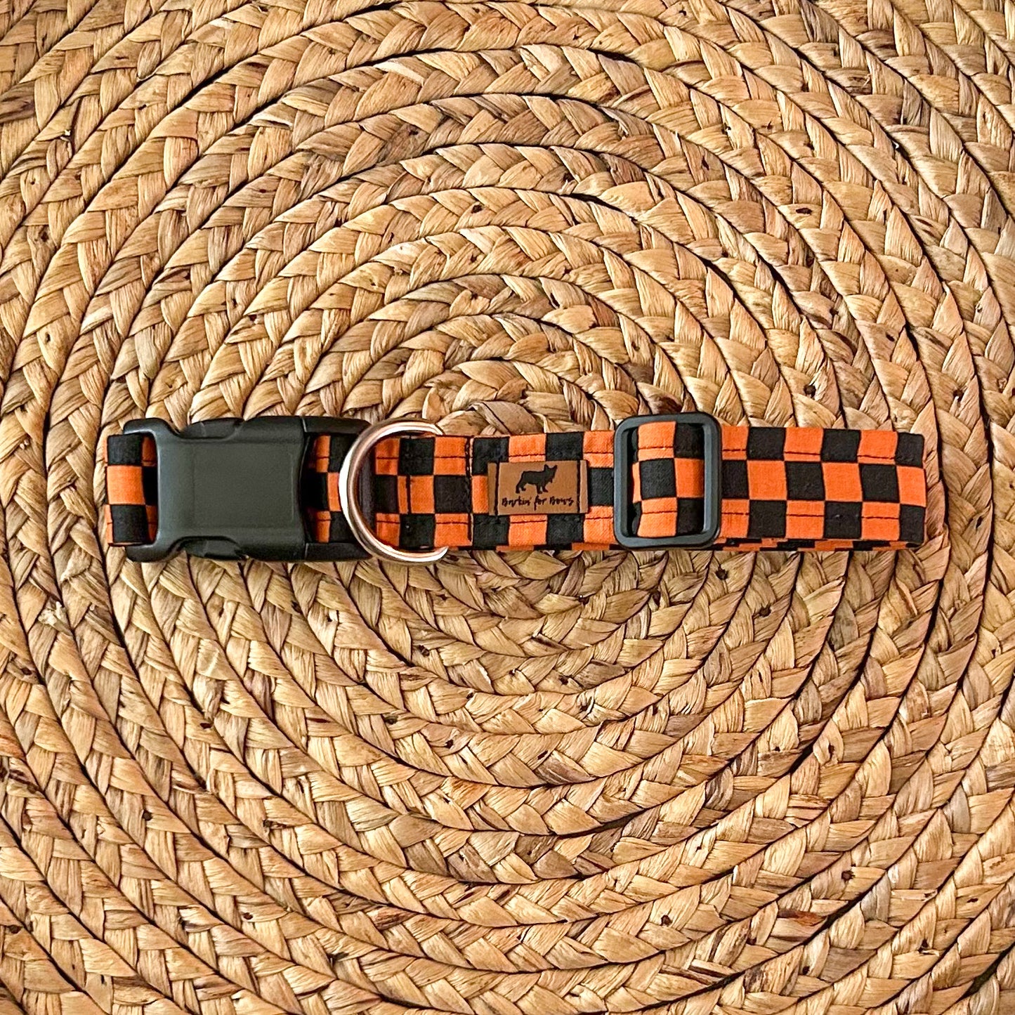Black and Orange Check Collar