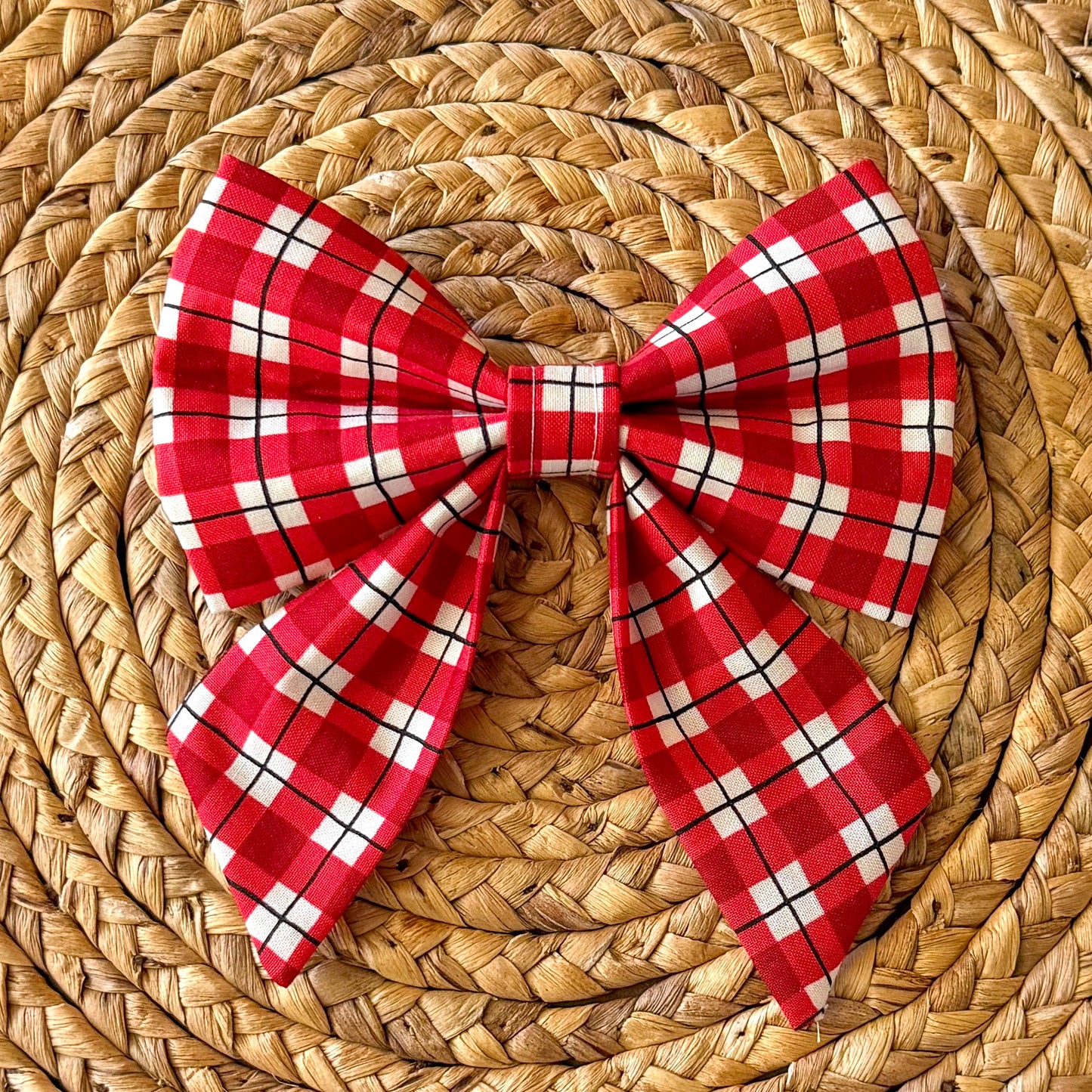 Red Plaid Sailor Bow