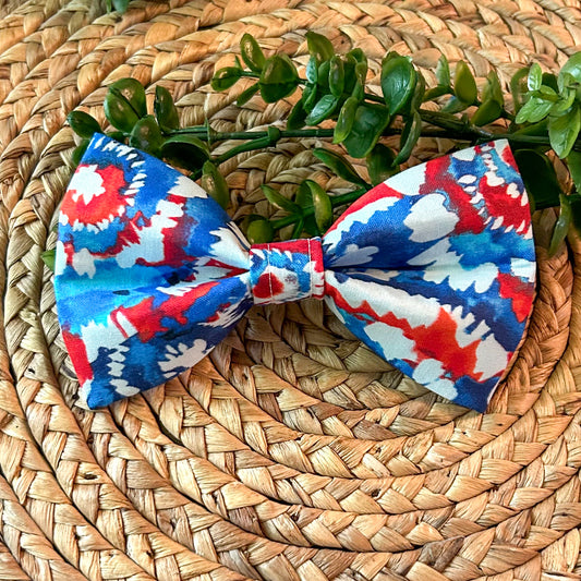 Red, White and Blue Tie Dye Bow Tie