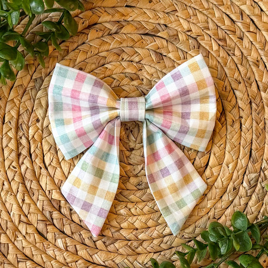 Spring Plaid Sailor Bow