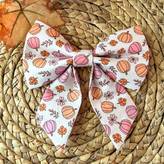 Pretty In Pink Pumpkins Sailor Bow