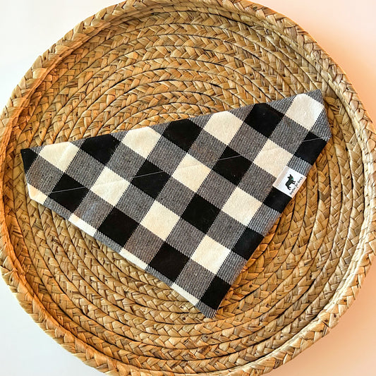 Black and White Plaid Flannel Bandana