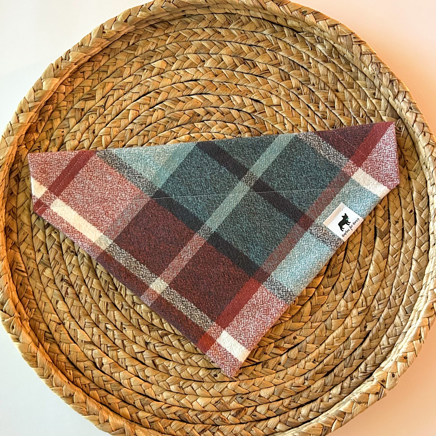 Maroon and Blue Plaid Flannel Bandana