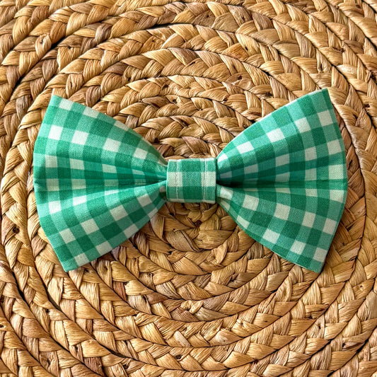 Green Picnic Plaid Bow Tie