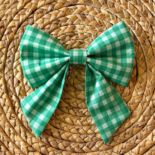 Green Picnic Plaid Sailor Bow