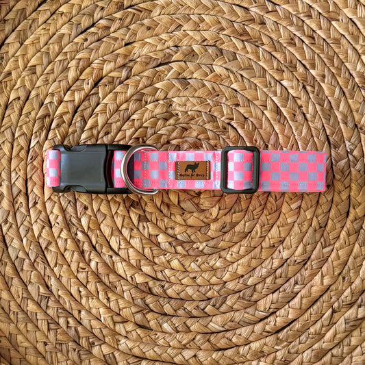 Checked Out For Summer Collar (Pink and Blue)