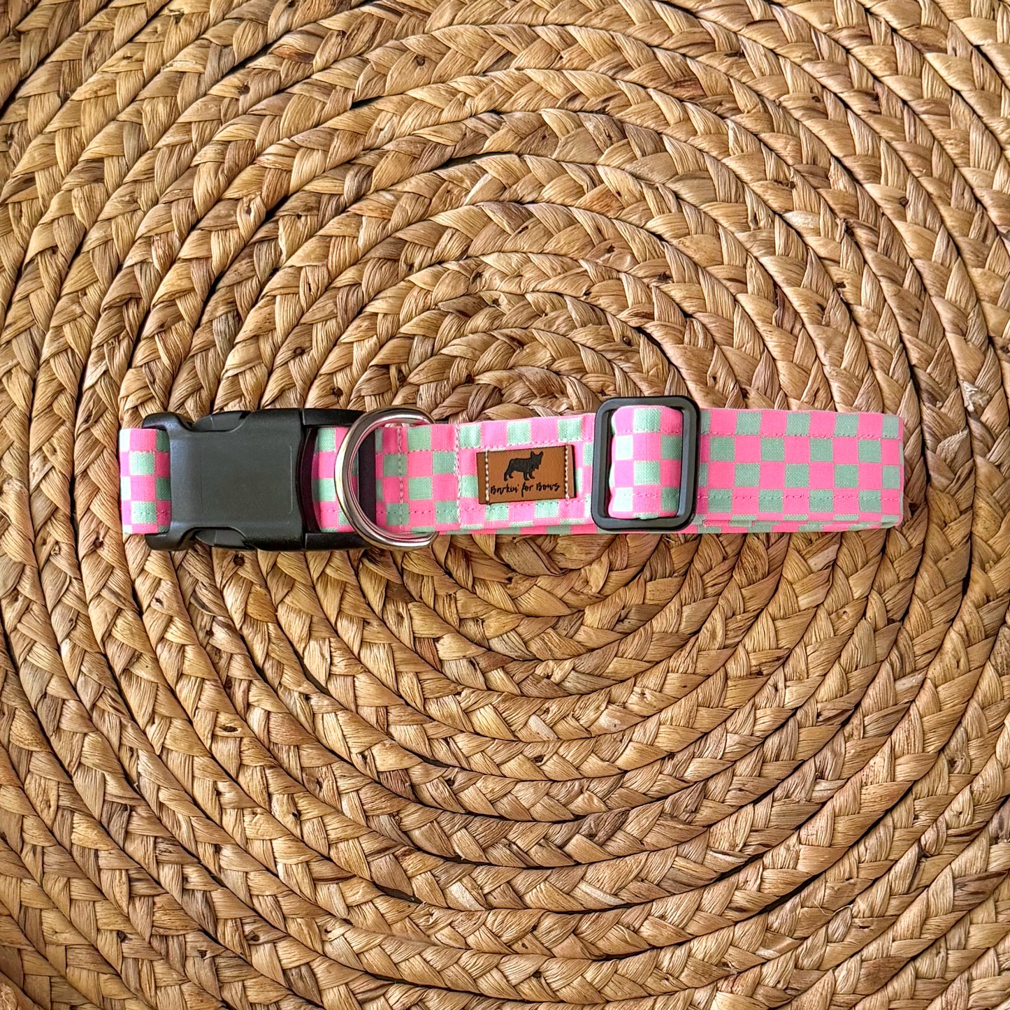 Checked Out for Summer Collar (Pink and Green)