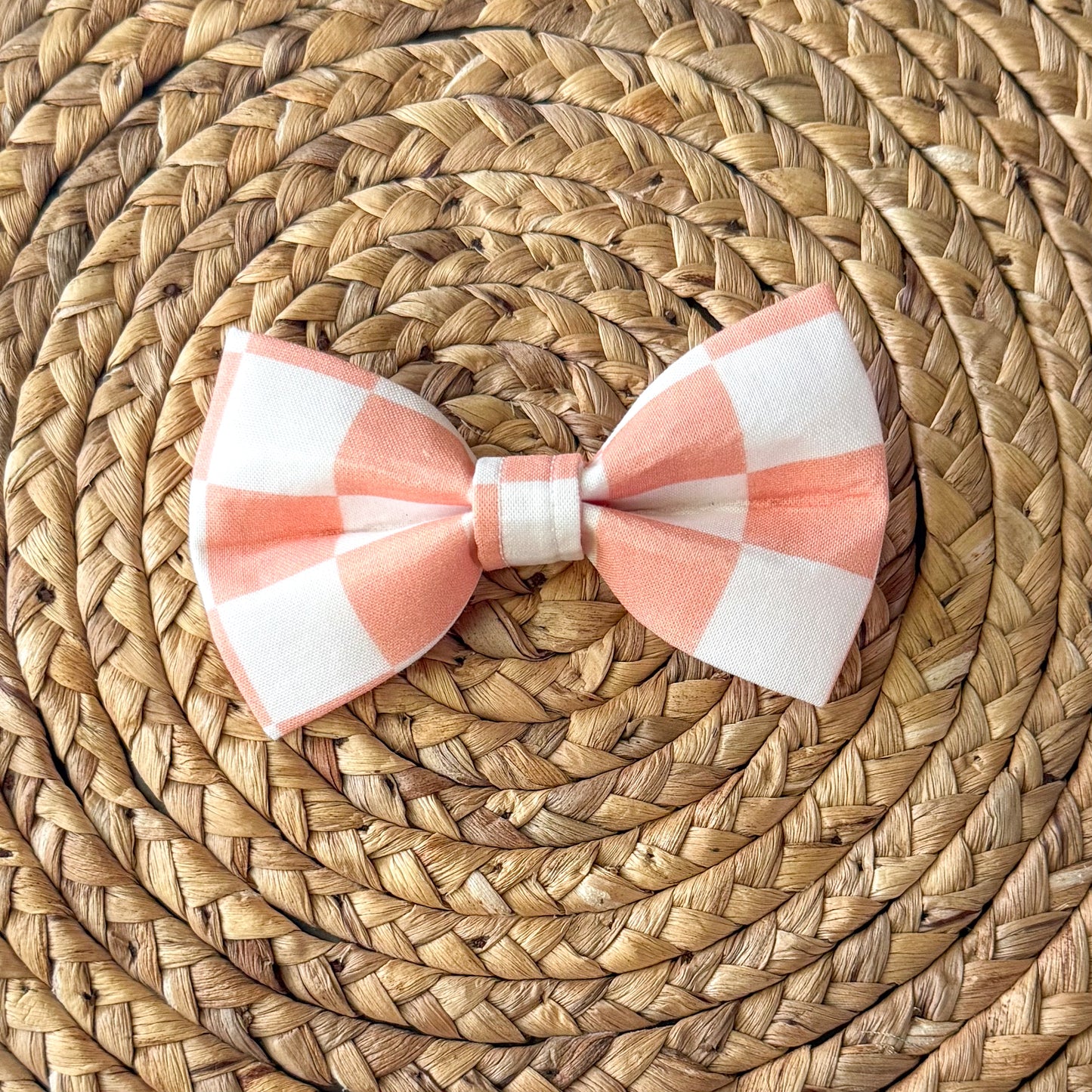 Coral Check Bow Tie