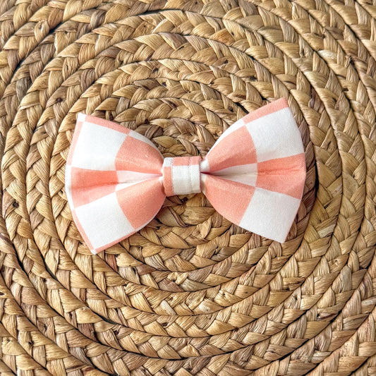 Coral Check Bow Tie