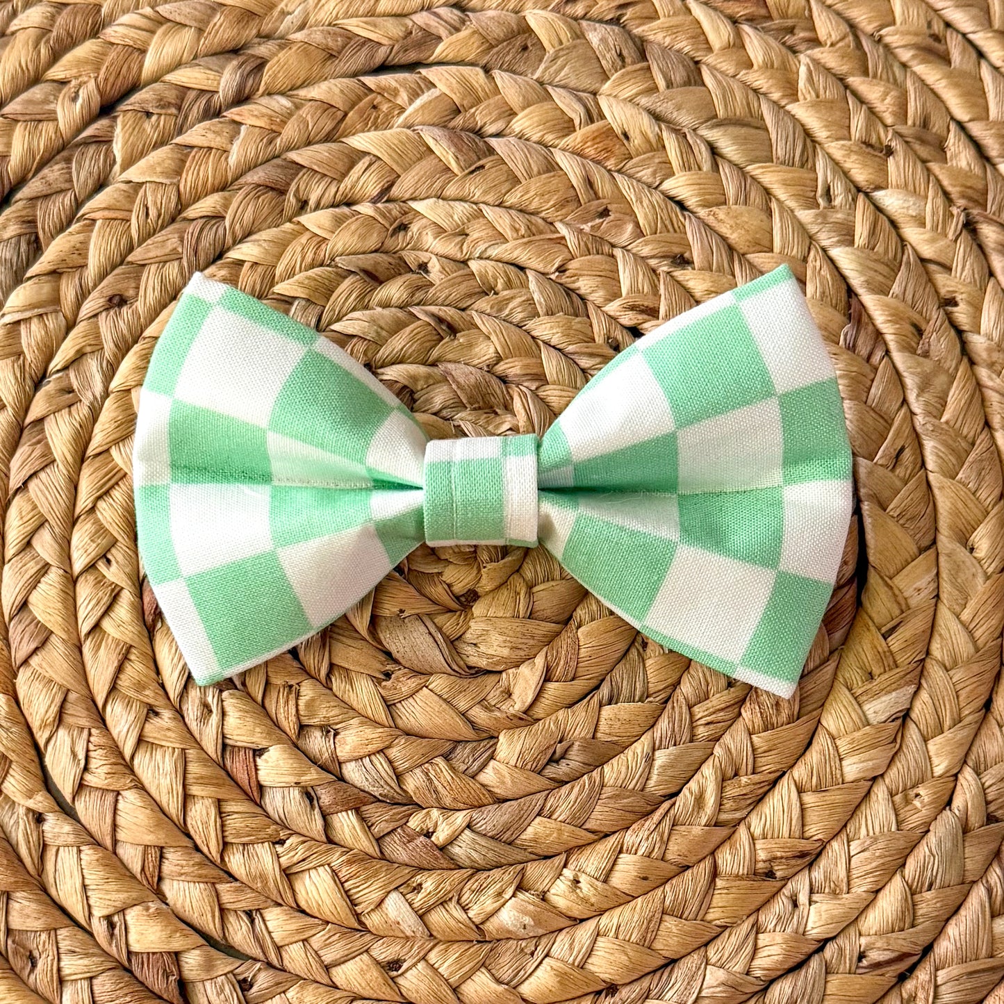 Mint Check Bow Tie