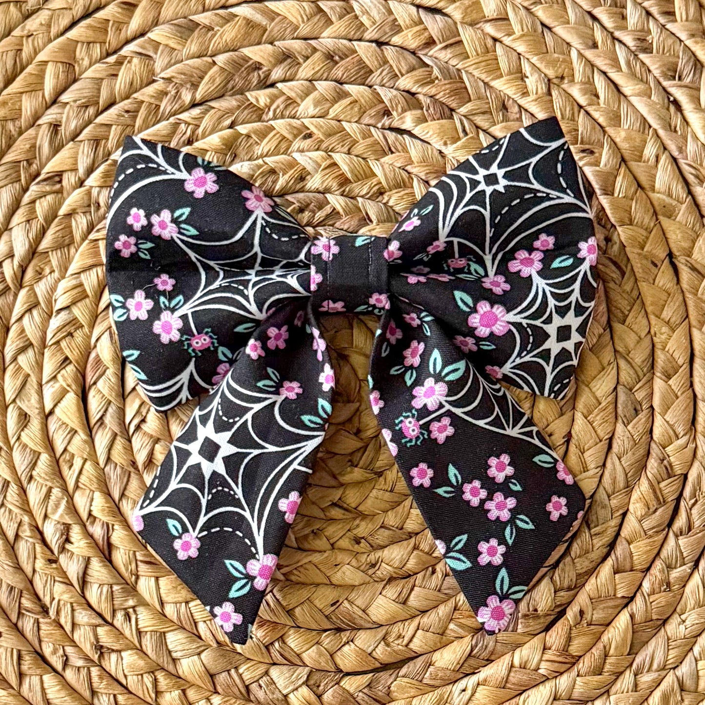 Webs and Wildflowers (Black) Sailor Bow