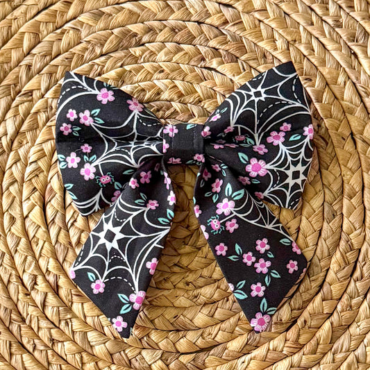 Webs and Wildflowers (Black) Sailor Bow