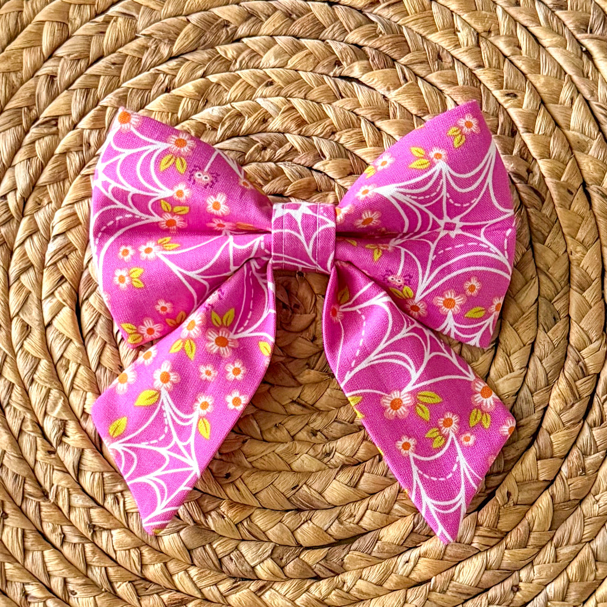 Webs and Wildflowers (Pink) Sailor Bow