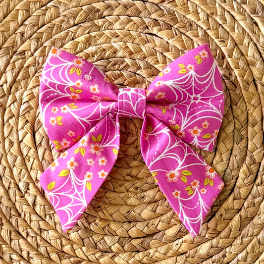 Webs and Wildflowers (Pink) Sailor Bow