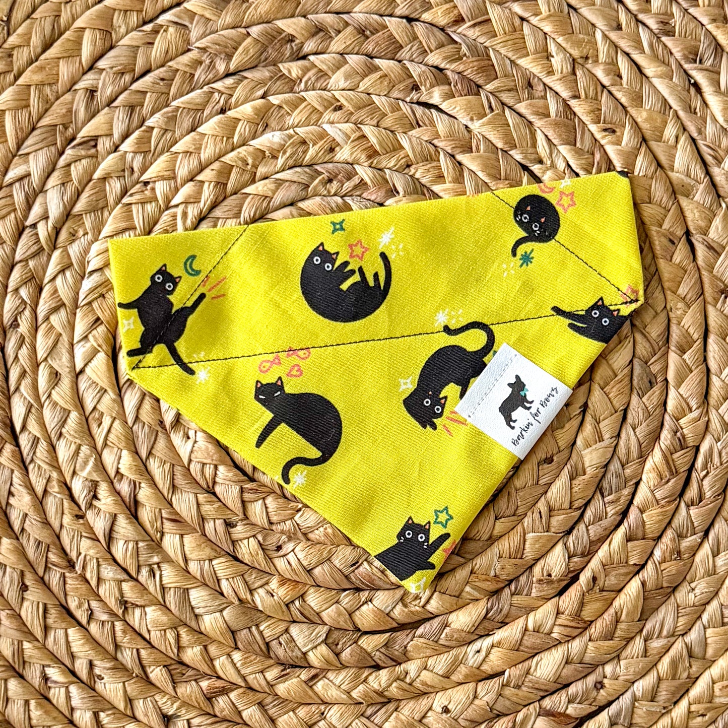 Black Cat (On Green) Bandana