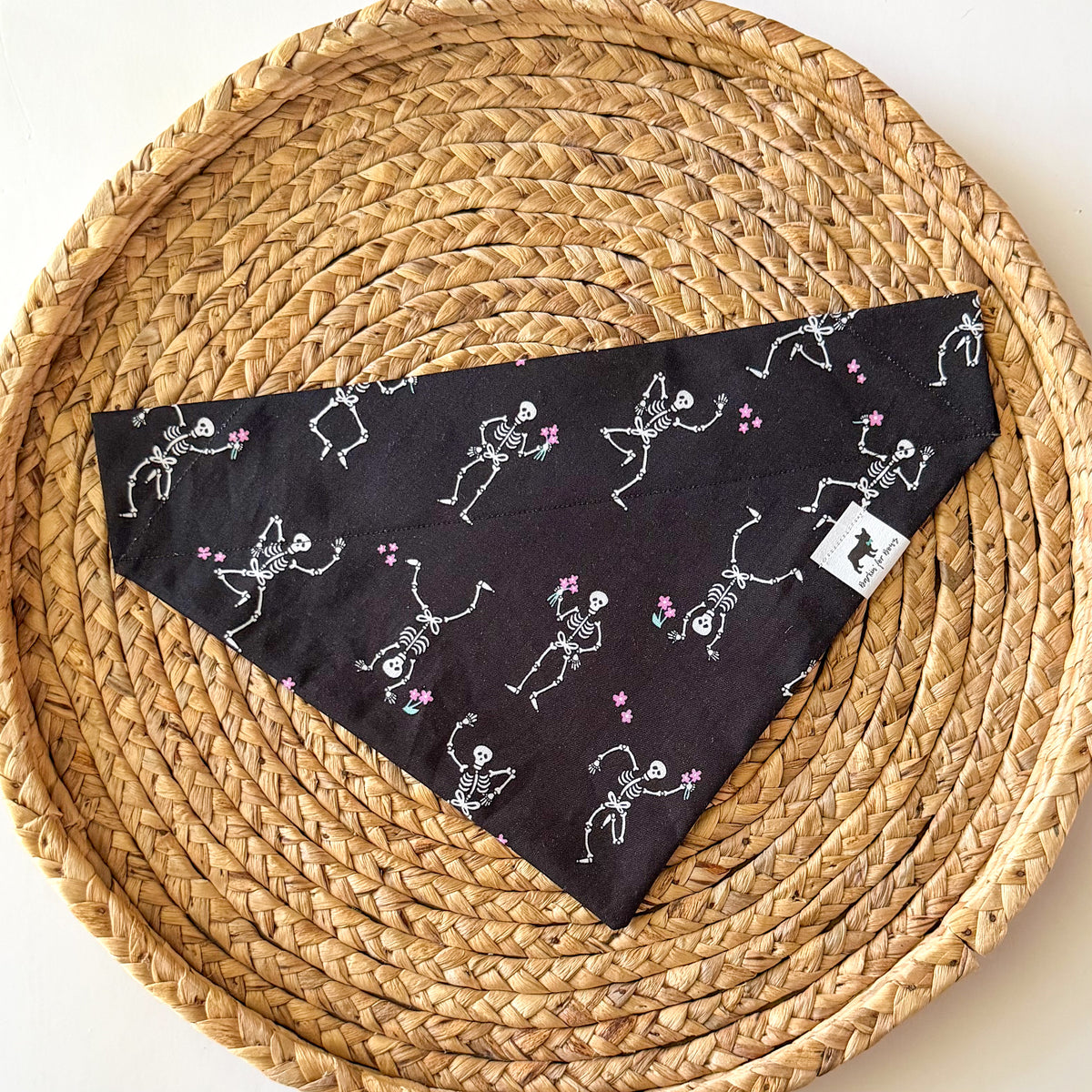 Bones and Blooms (Black) Bandana