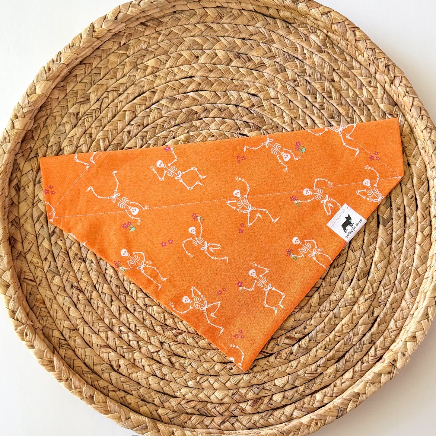 Bones and Blooms (Orange) Bandana