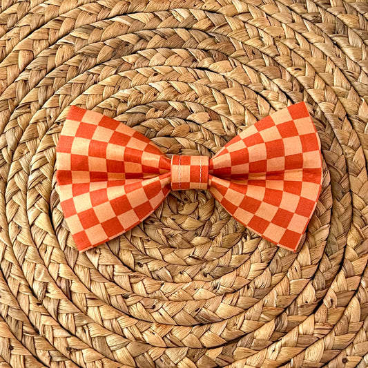 Orange Check Bow Tie
