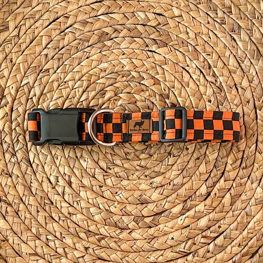 Black and Orange Check Collar