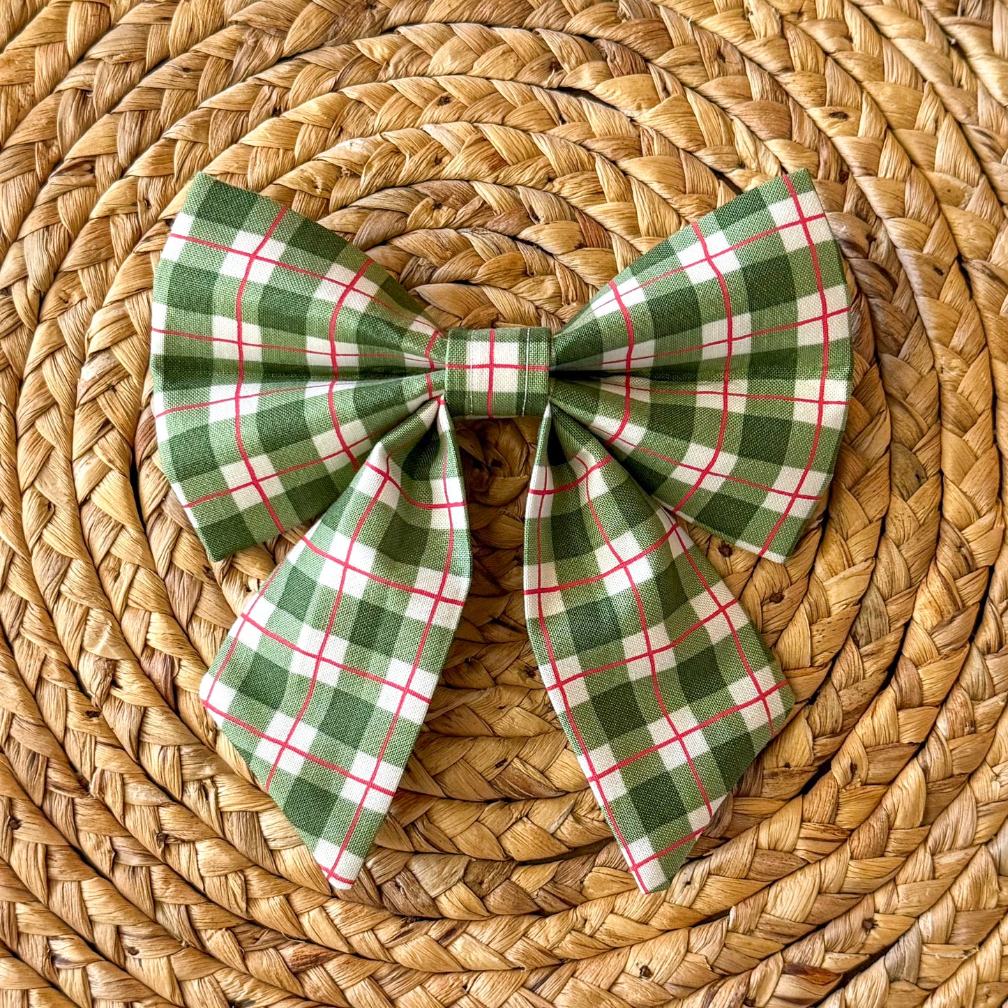 Green Plaid Sailor Bow
