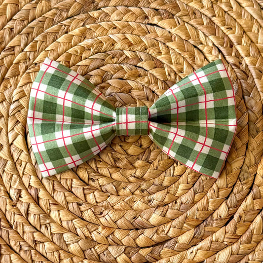 Green Plaid Bow Tie