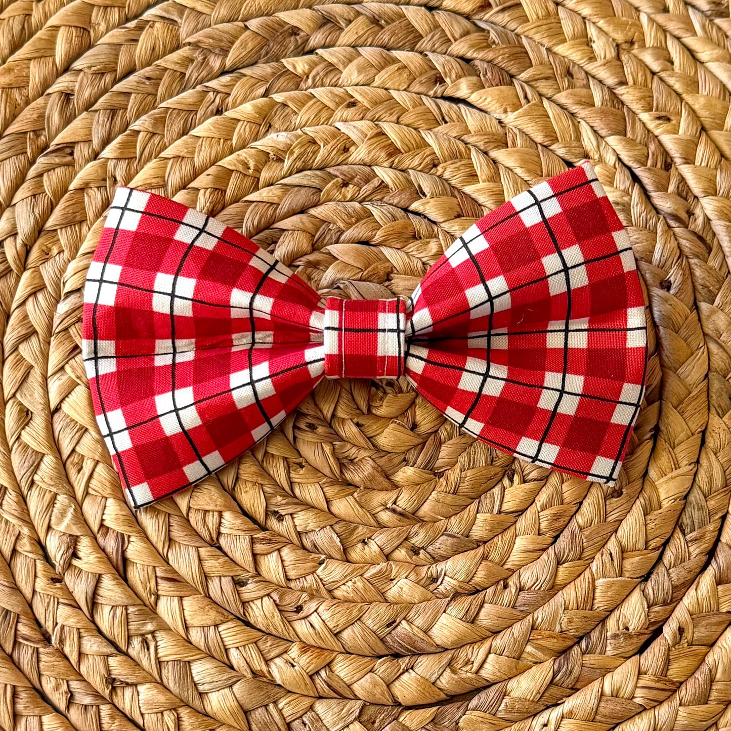 Red Plaid Bow Tie